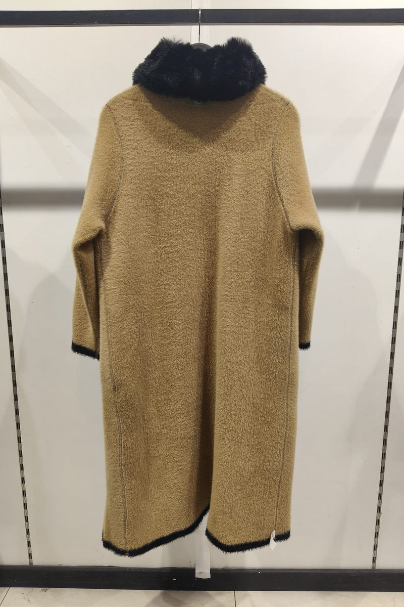 Manteau perlé en fausse fourrure double face
