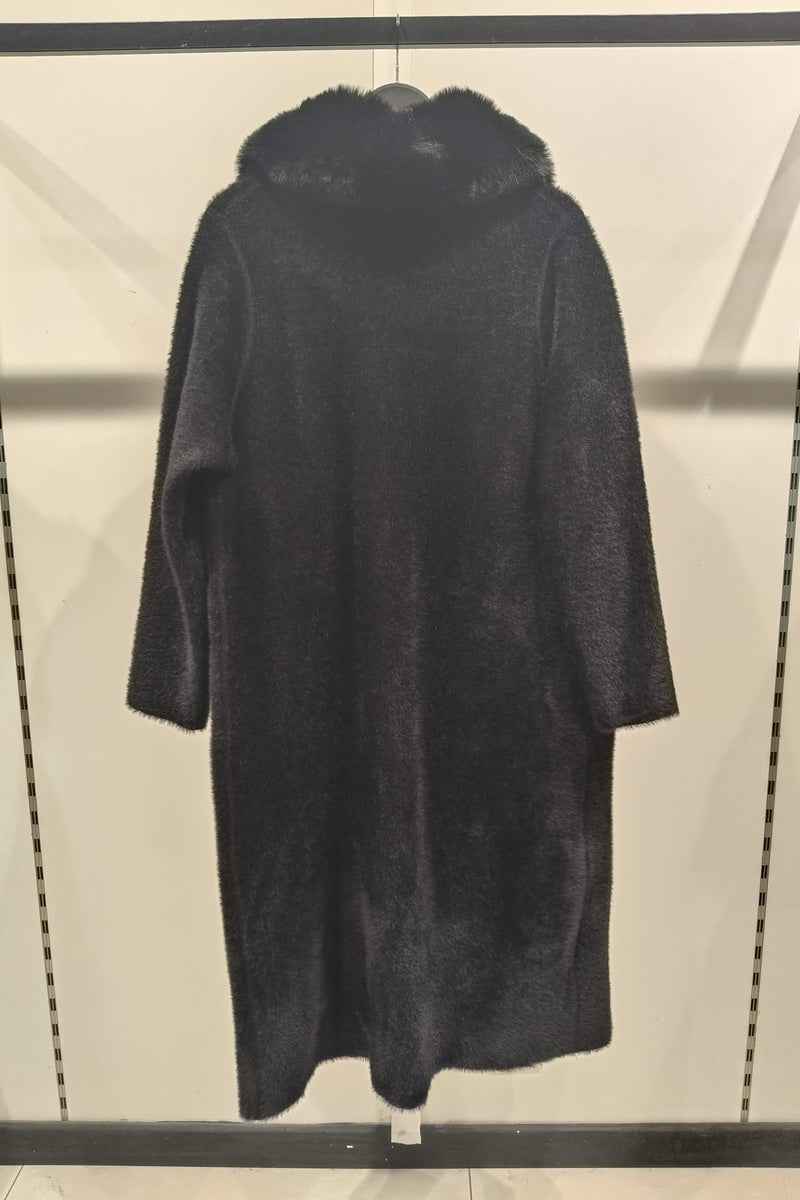 Manteau perlé en fausse fourrure double face