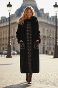 Manteau perlé en fausse fourrure double face