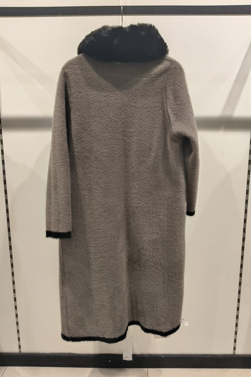Manteau perlé en fausse fourrure double face