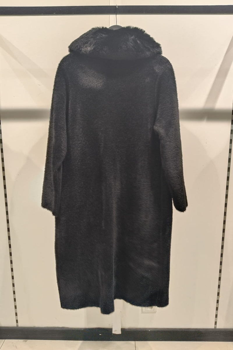 Manteau perlé en fausse fourrure double face