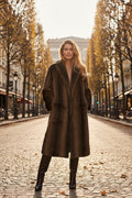 Manteau long premium fausse fourrure avec poches