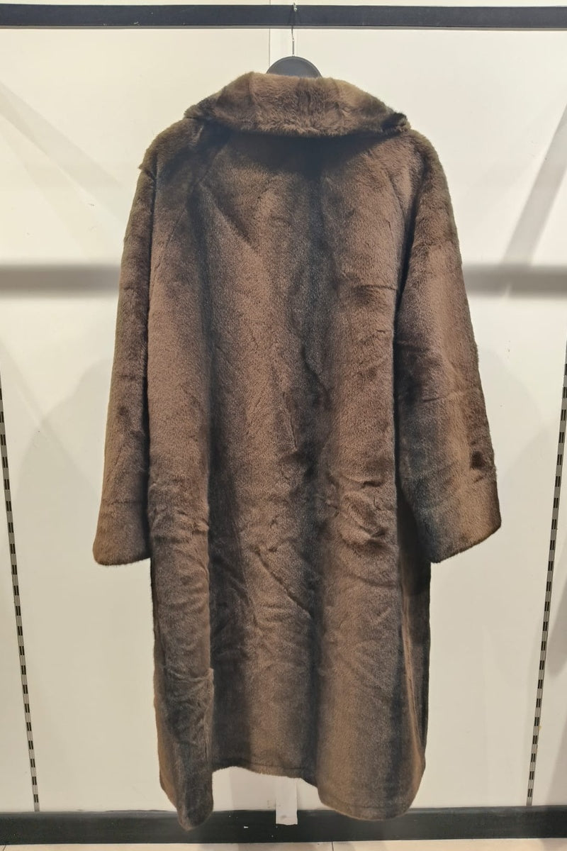 Manteau long premium fausse fourrure avec poches