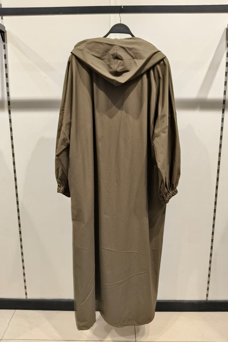 Robe longue unie avec zip et capuche et poches