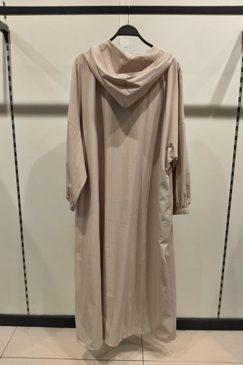 Robe longue unie avec zip et capuche et poches