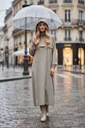 Robe longue unie avec zip et capuche et poches