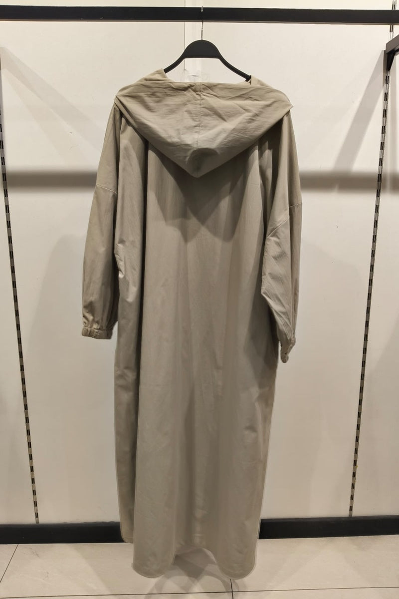 Robe longue unie avec zip et capuche et poches