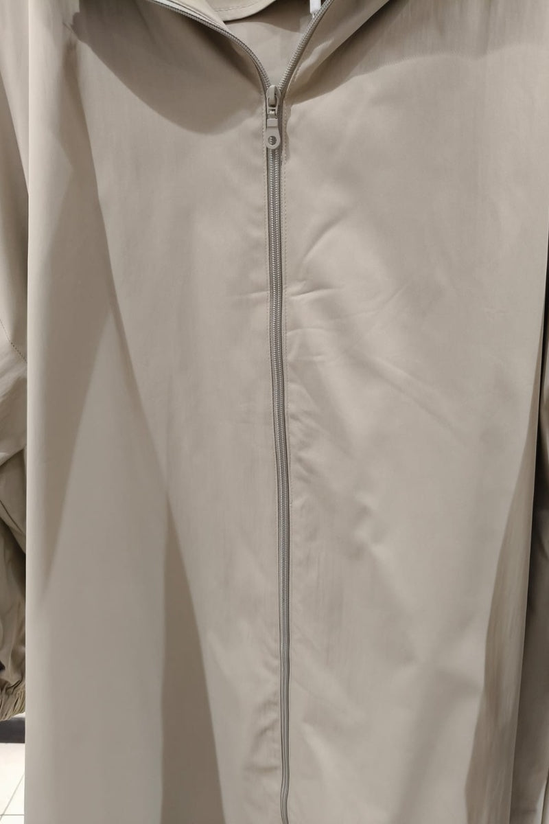 Robe veste longue unie avec zip et capuche et poches
