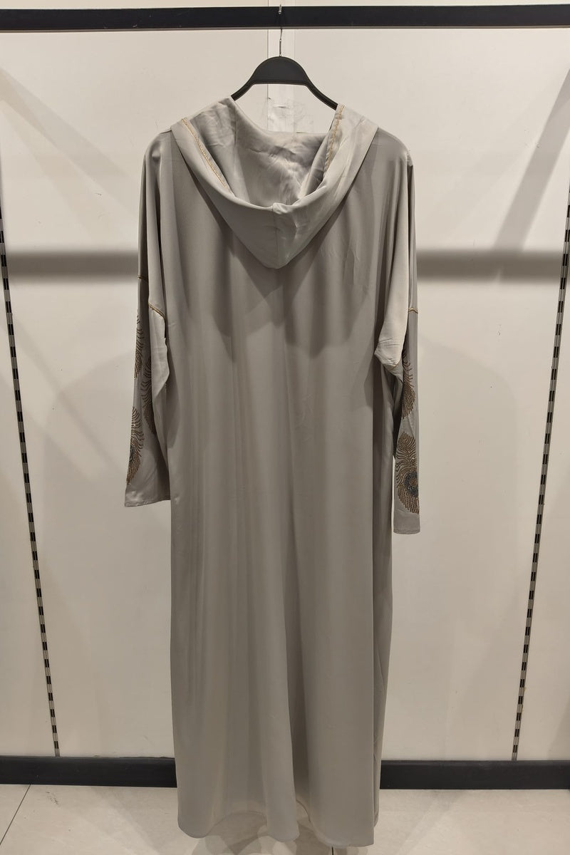 Robe longue uni élégante avec strass et capuche