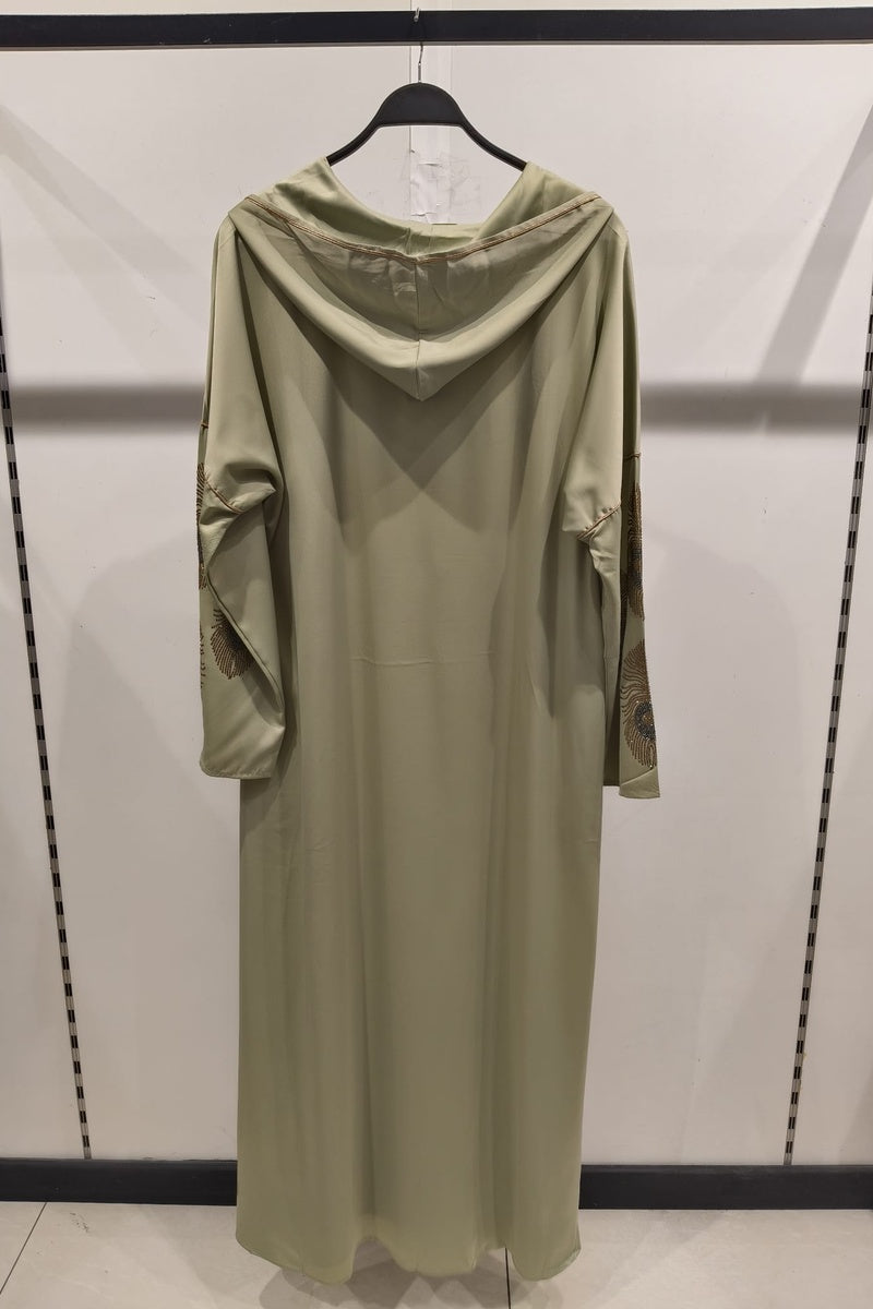 Robe longue uni élégante avec strass et capuche