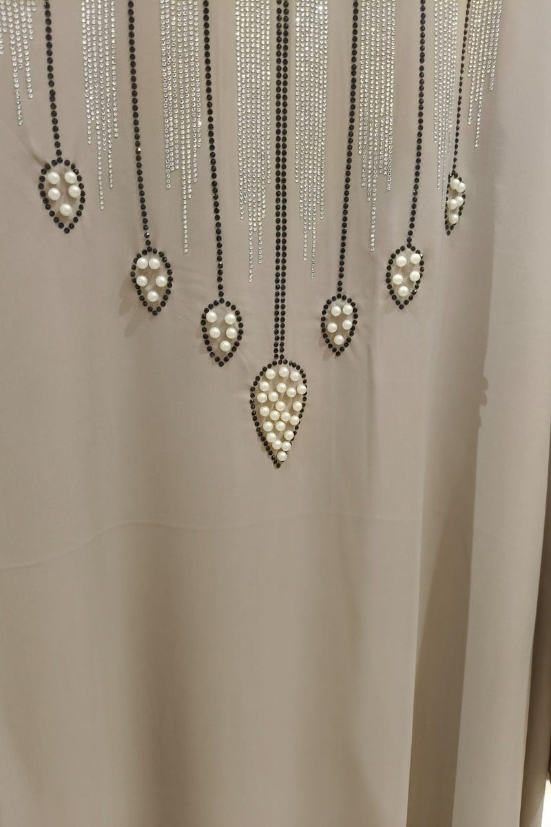 Abaya longue unie avec magnifique strass