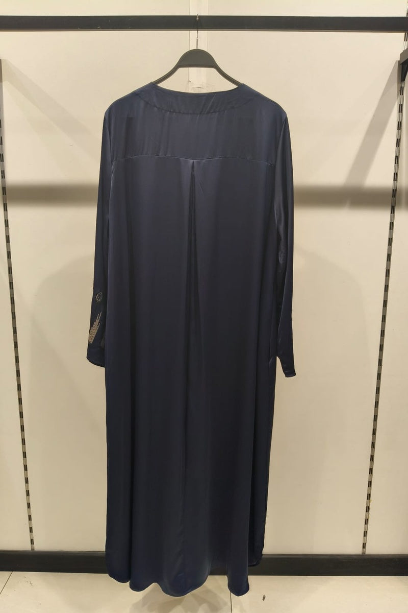 Abaya longue unie avec magnifique strass