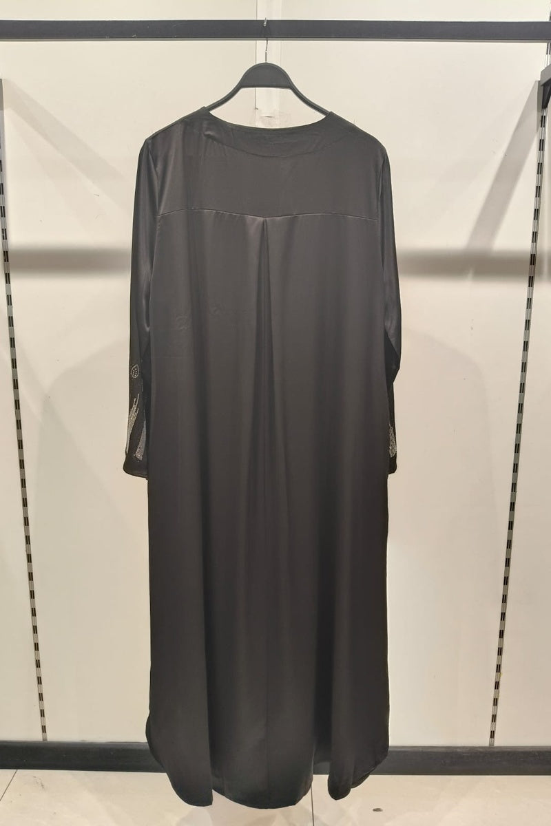 Abaya longue unie avec magnifique strass