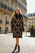 Manteau imprimé de rayures fausse fourrure avec poches