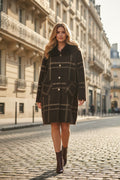 Manteau imprimé de rayures fausse fourrure avec poches