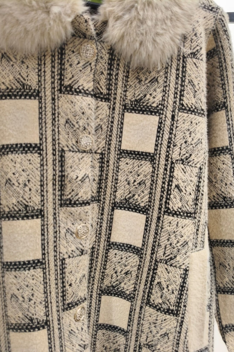 Manteau imprimé fausse fourrure avec poches