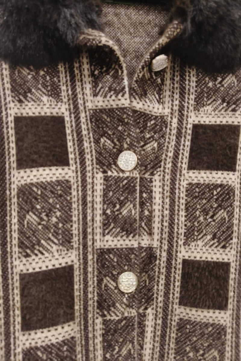 Manteau imprimé fausse fourrure avec poches