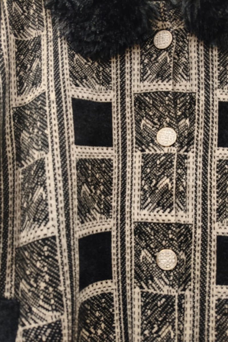 Manteau imprimé fausse fourrure avec poches