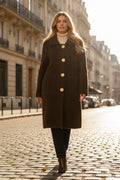 Manteau uni fausse fourrure avec poches