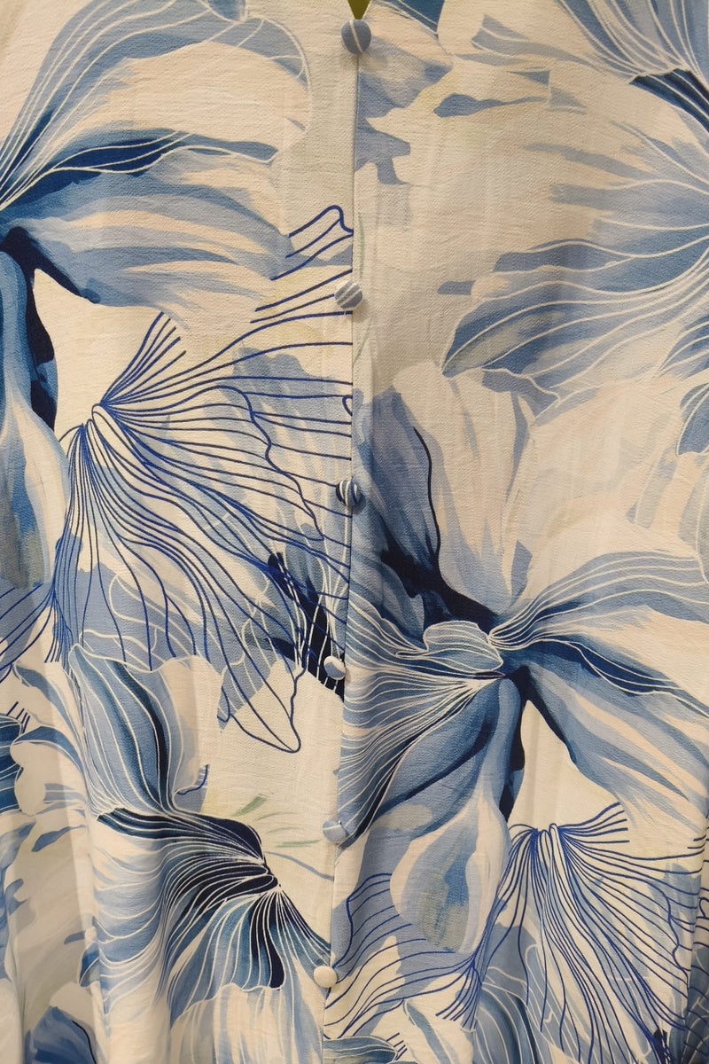 Robe longue imprimée fleurie boutonnée
