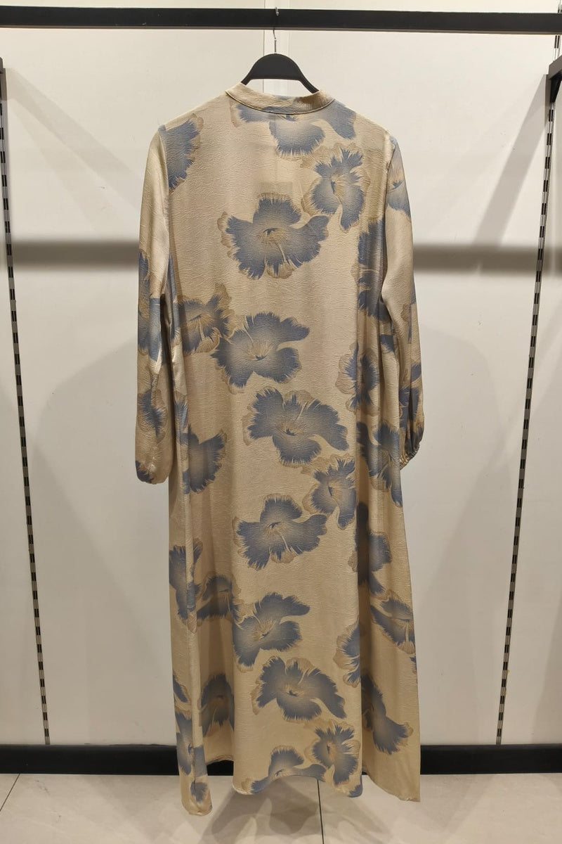 Robe longue imprimée fleurie avec boutons de décor