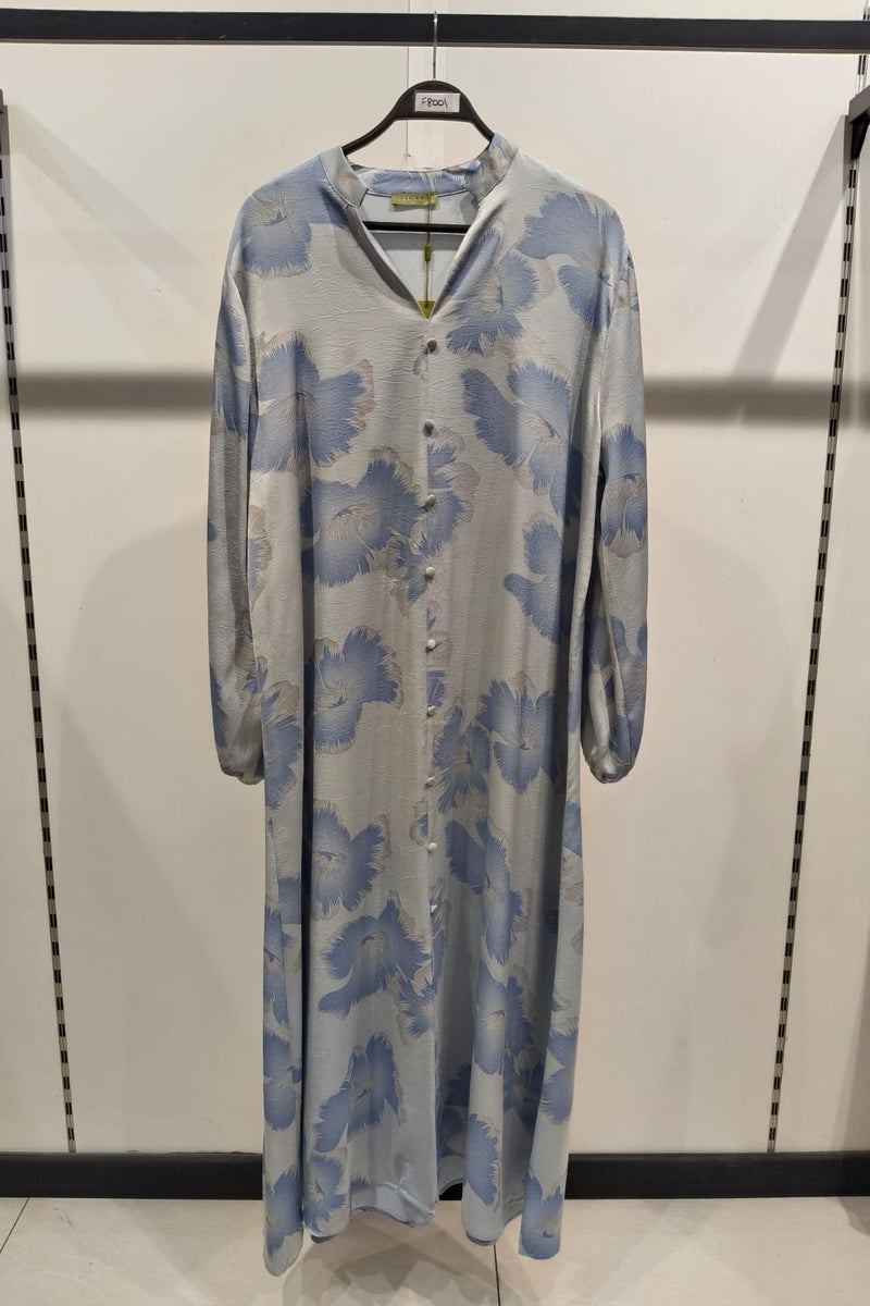 Robe longue imprimée fleurie avec boutons de décor