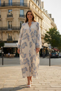 Robe longue imprimée fleurie avec boutons de décor