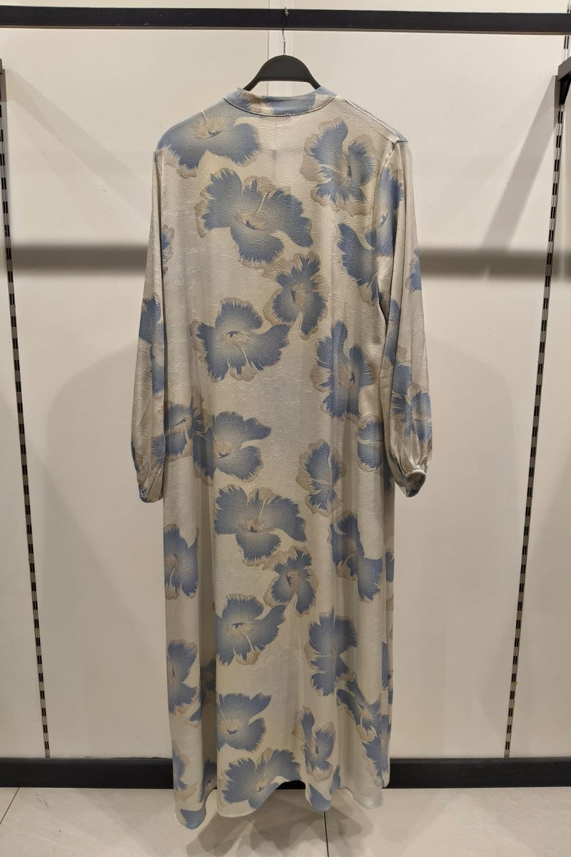 Robe longue imprimée fleurie avec boutons de décor