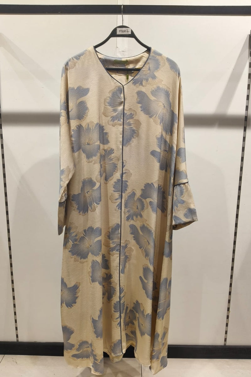 Robe longue fluide imprimée fleurie effet paillette