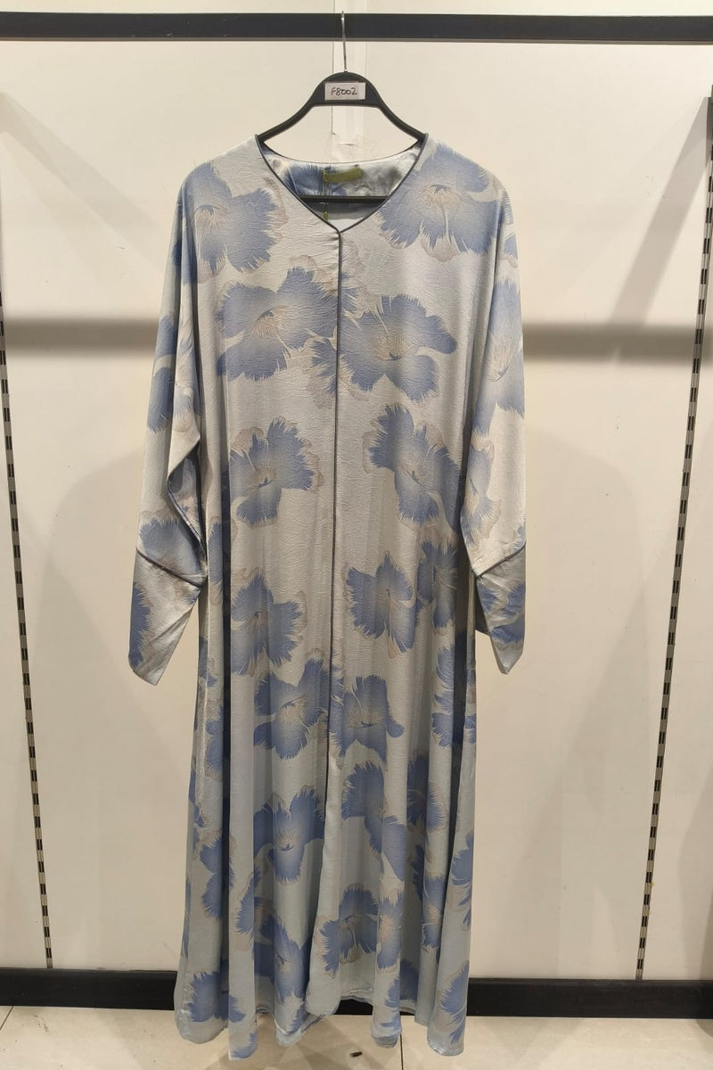 Robe longue fluide imprimée fleurie effet paillette
