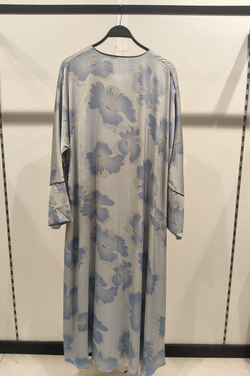 Robe longue fluide imprimée fleurie effet paillette
