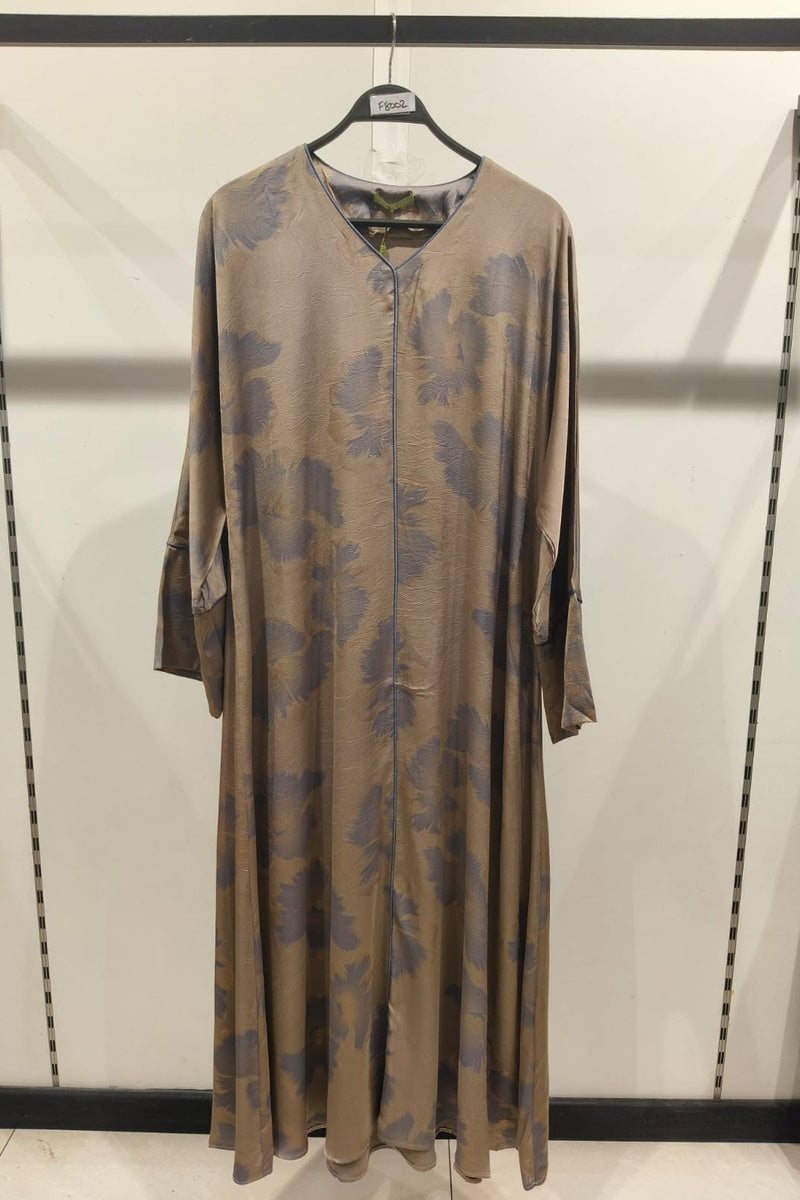 Robe longue fluide imprimée fleurie effet paillette