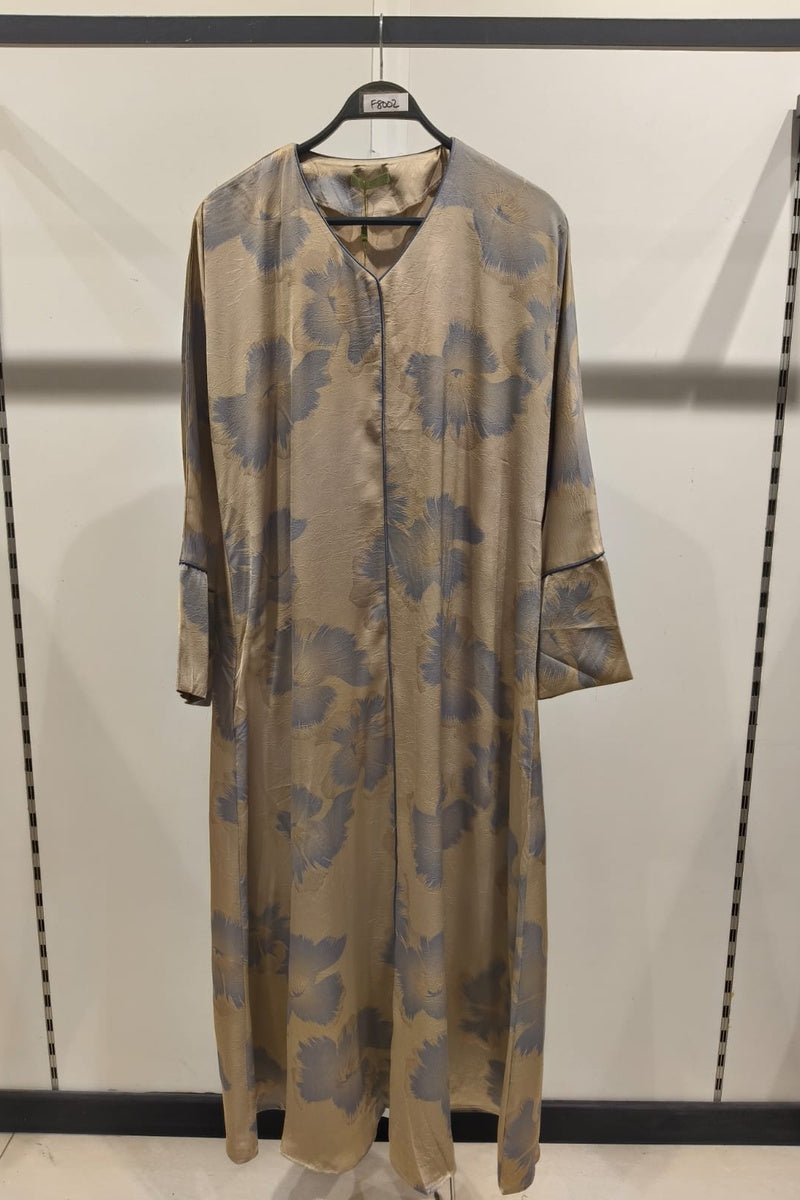 Robe longue fluide imprimée fleurie effet paillette