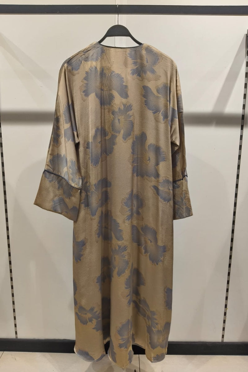 Robe longue fluide imprimée fleurie effet paillette