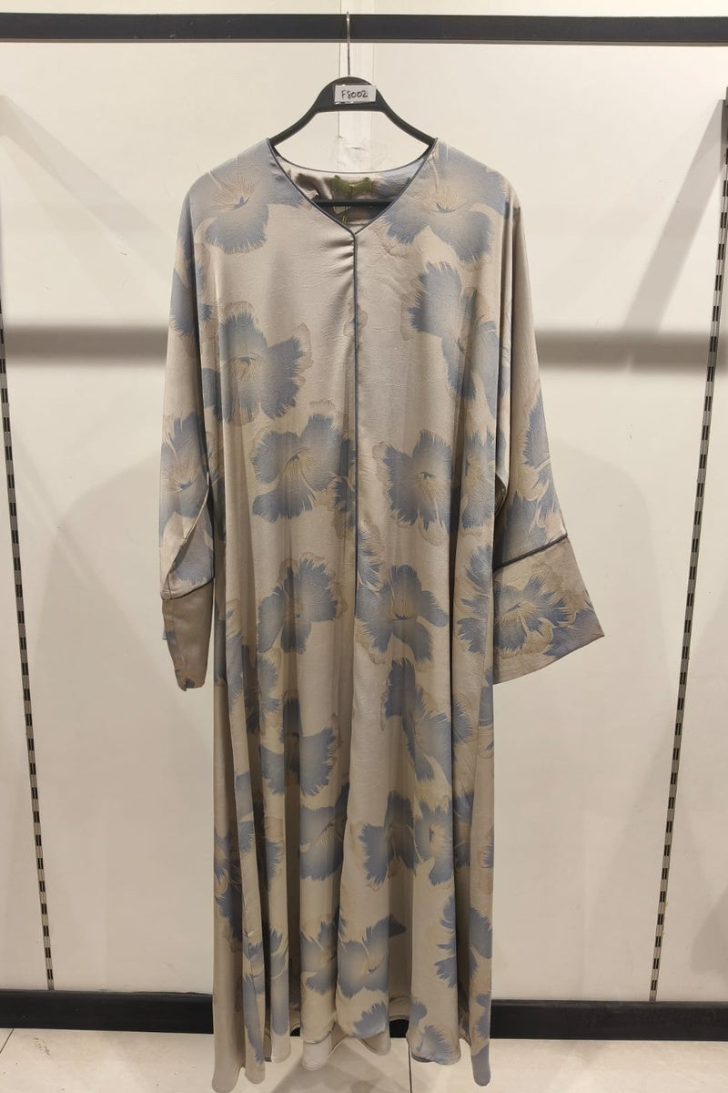 Robe longue fluide imprimée fleurie effet paillette