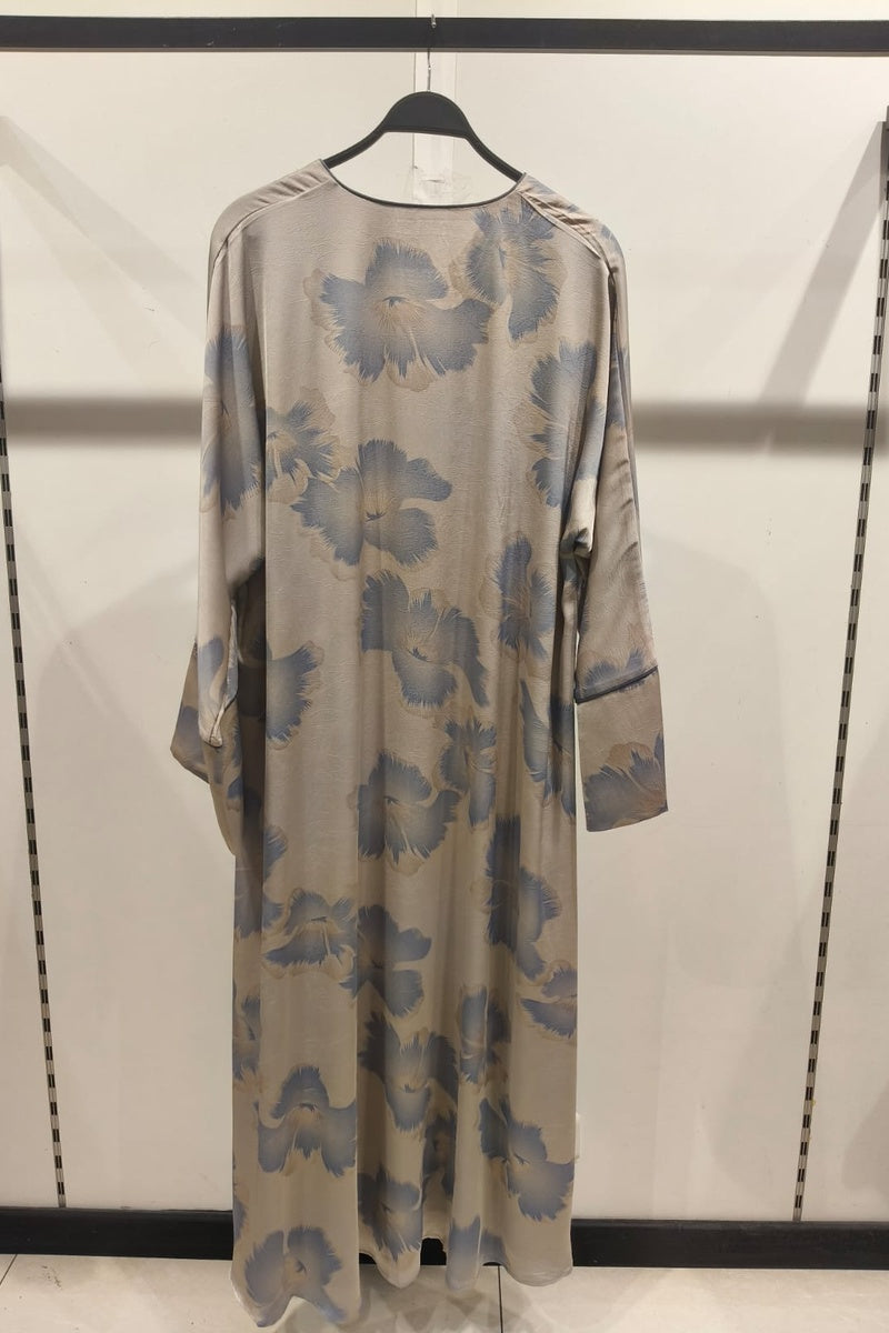 Robe longue fluide imprimée fleurie effet paillette
