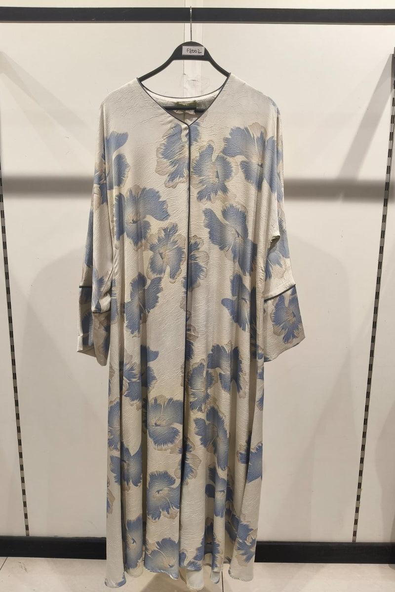Robe longue fluide imprimée fleurie effet paillette