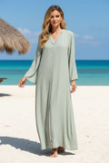 Robe longue unie satinée avec ceinture