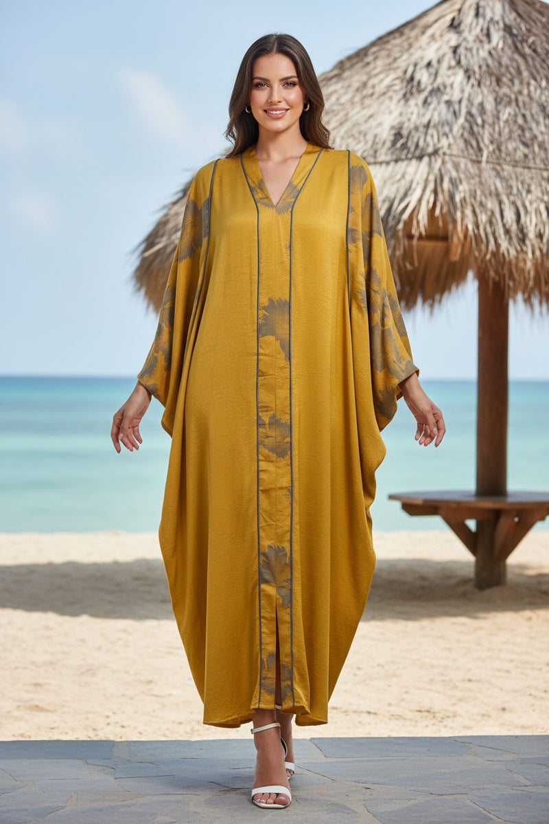 Robe longue fluide imprimée fleurie
