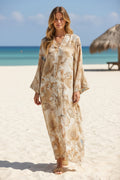 Robe longue imprimée fleurie manche papillon