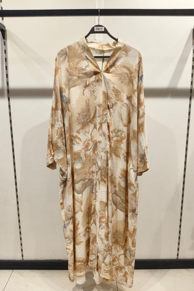 Robe longue imprimée fleurie manche papillon