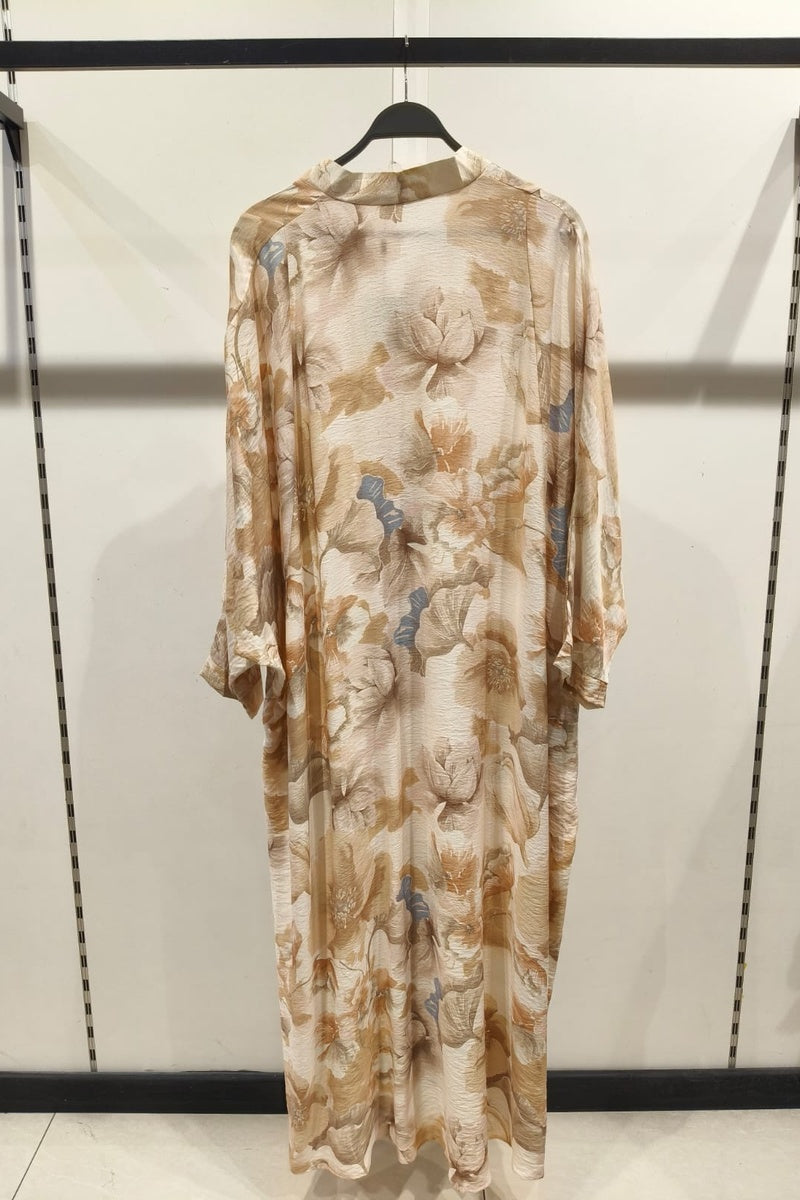 Robe longue imprimée fleurie manche papillon