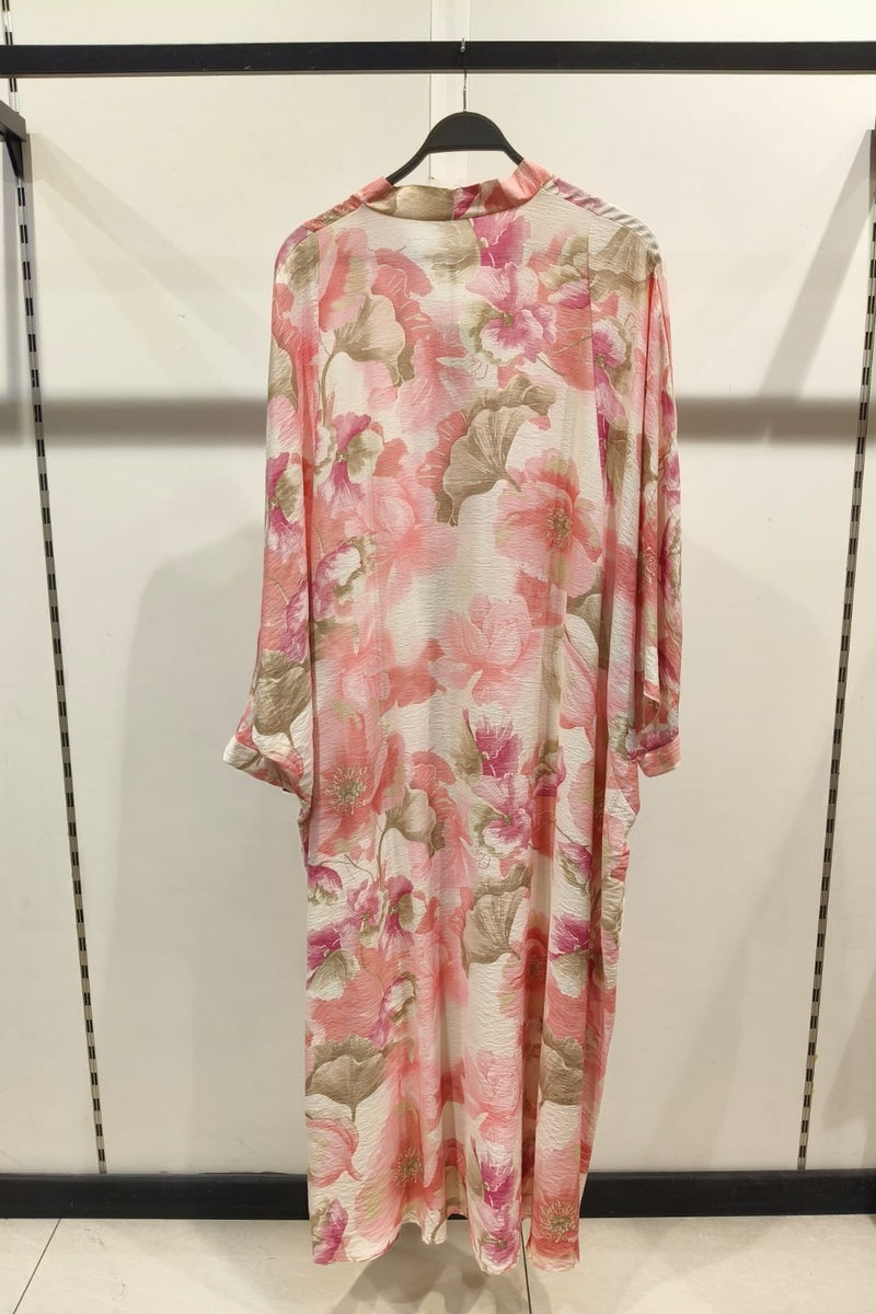 Robe longue imprimée fleurie manche papillon