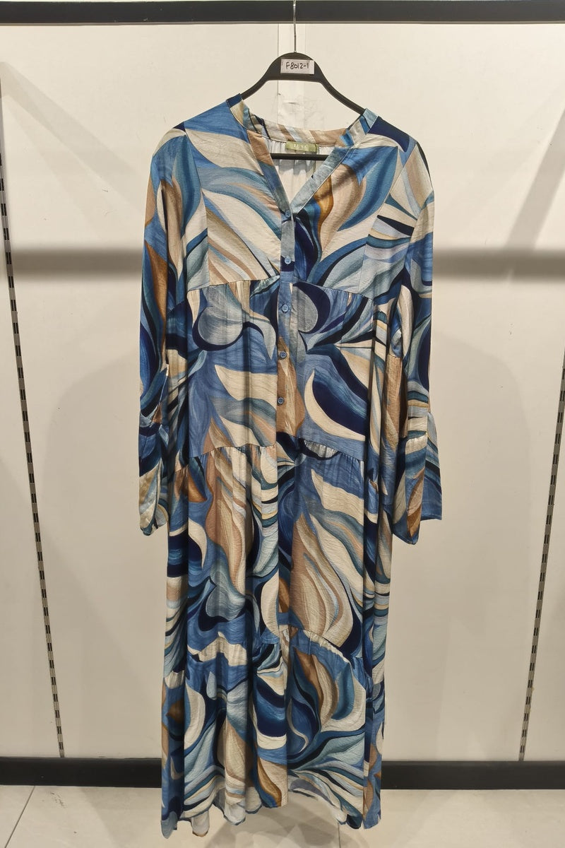 Robe longue imprimée bohème boutonnée
