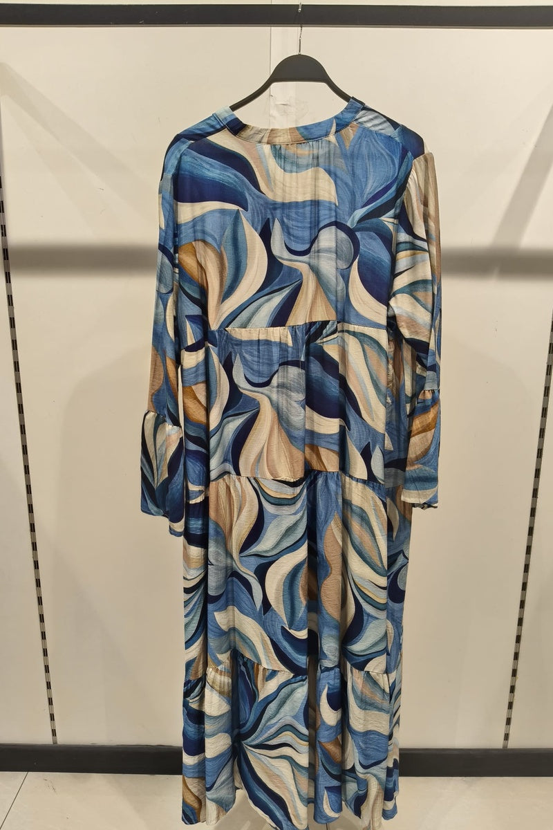 Robe longue imprimée bohème boutonnée