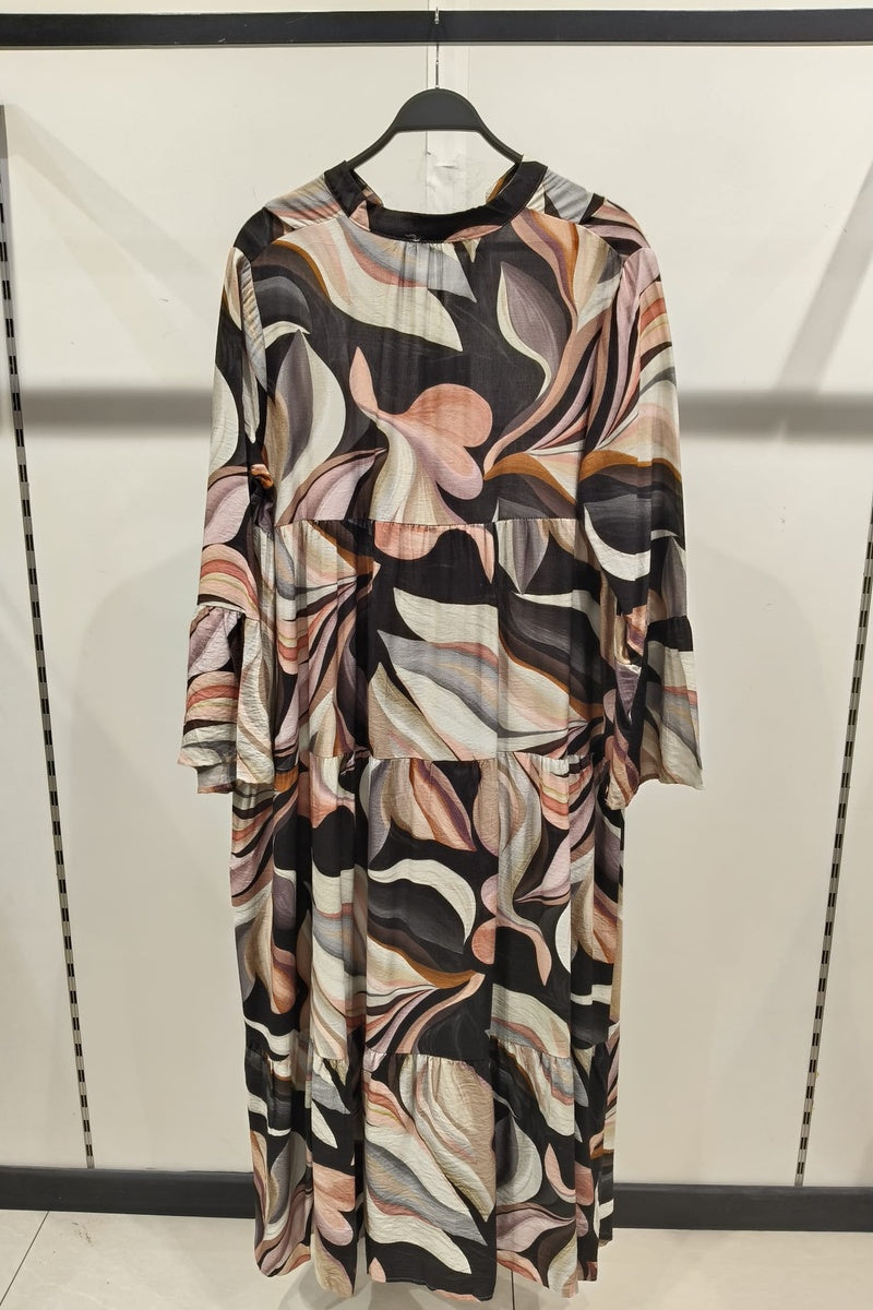 Robe longue imprimée bohème boutonnée