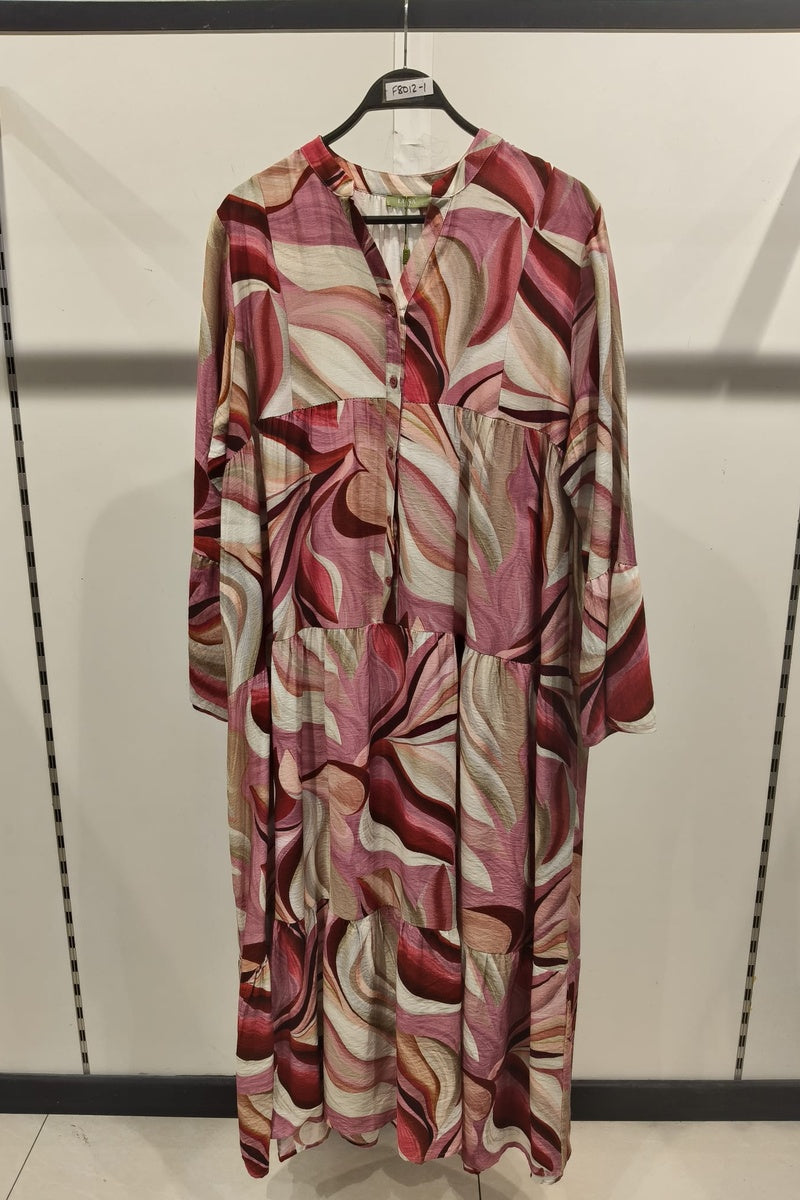 Robe longue imprimée bohème boutonnée
