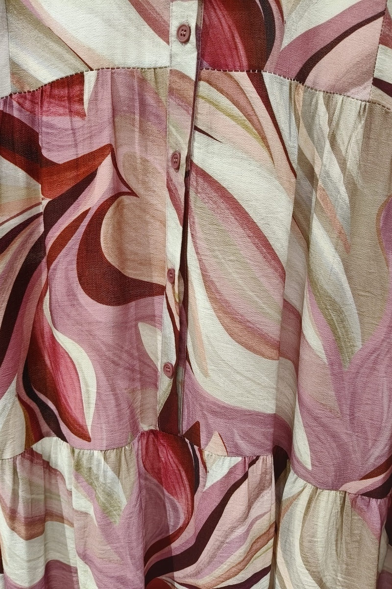 Robe longue imprimée bohème boutonnée