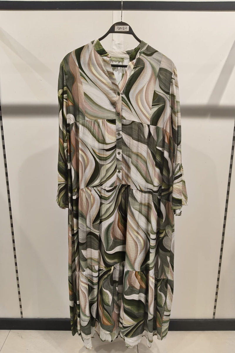 Robe longue imprimée bohème boutonnée