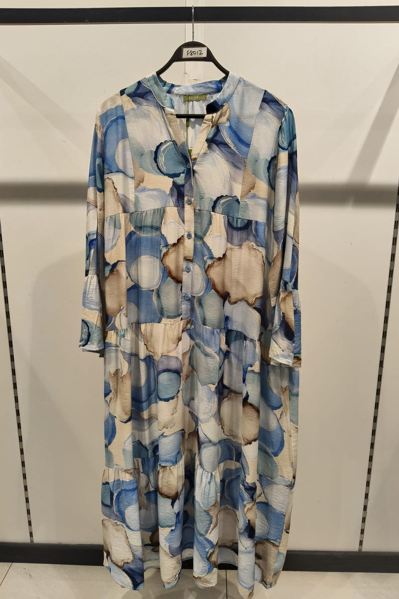 Robe longue imprimée bohème boutonnée